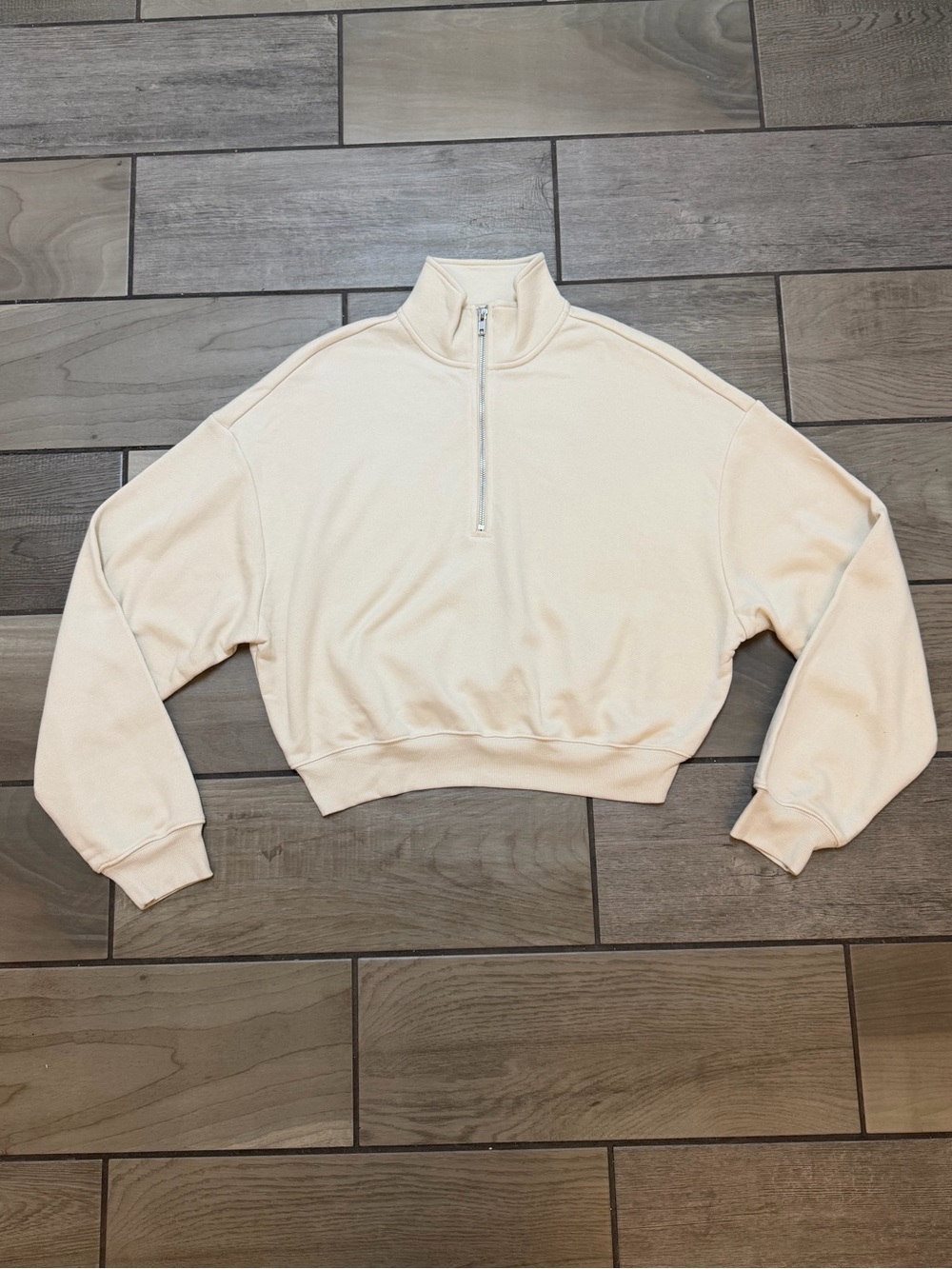 SKIMS Heavyweight French Terry Half Zip Pullover Cream